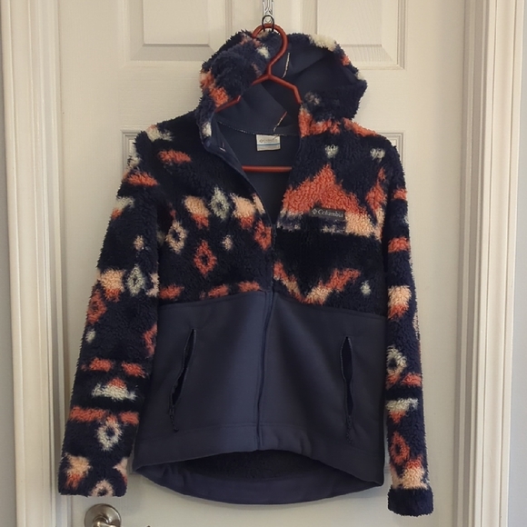 Columbia Kids' Fleece Jacket - Navy and Orange Pattern - Picture 1 of 2
